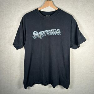 Supreme Chrome Logo T Shirt Black Mens L Graphic Faded Made In USA Streetwear